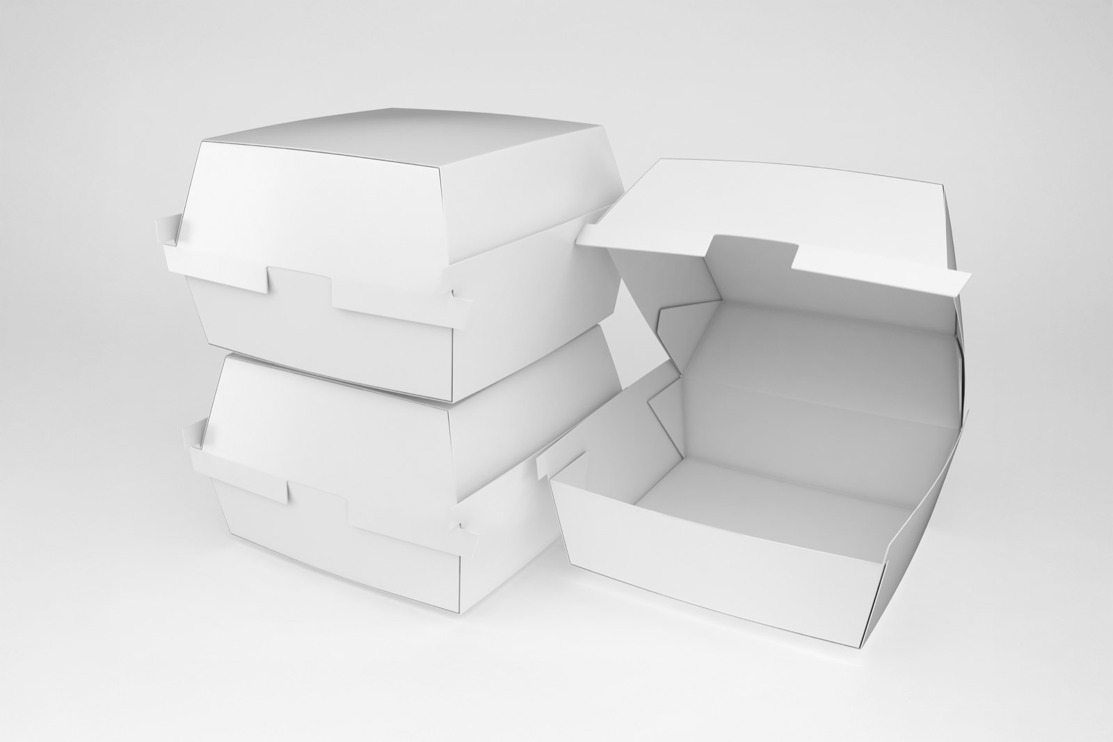 Pila de cajas blancas en papel caple