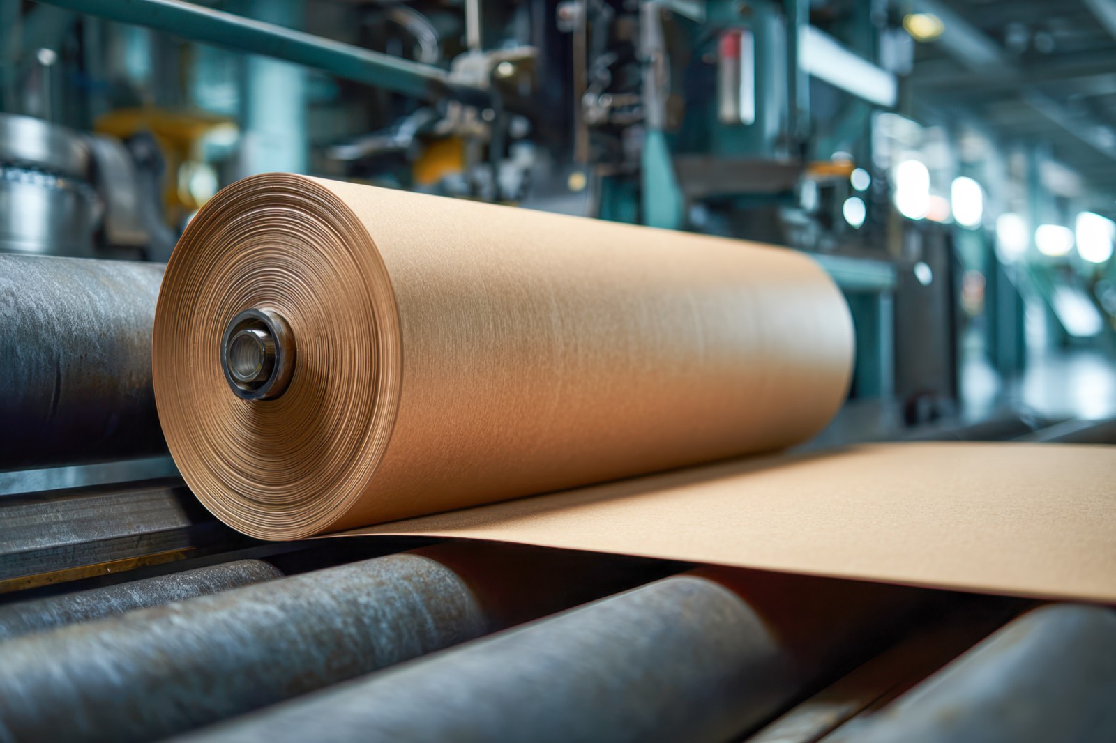 Línea de producción con rollo de kraft