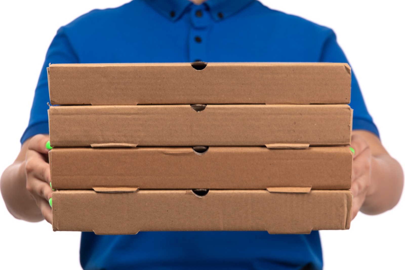 Repartidor con cajas de pizza